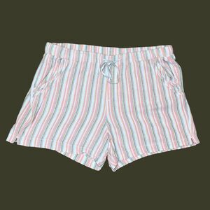 Briggs Linen Blend Shorts XXL Pink Khaki Pull-On Drawstring Summer Beachy Chic